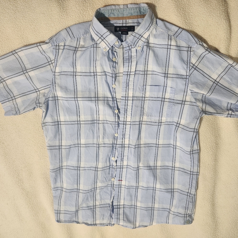 DANIEL CREMIEUX Mens M Button Down Blue Checkered Shirt
